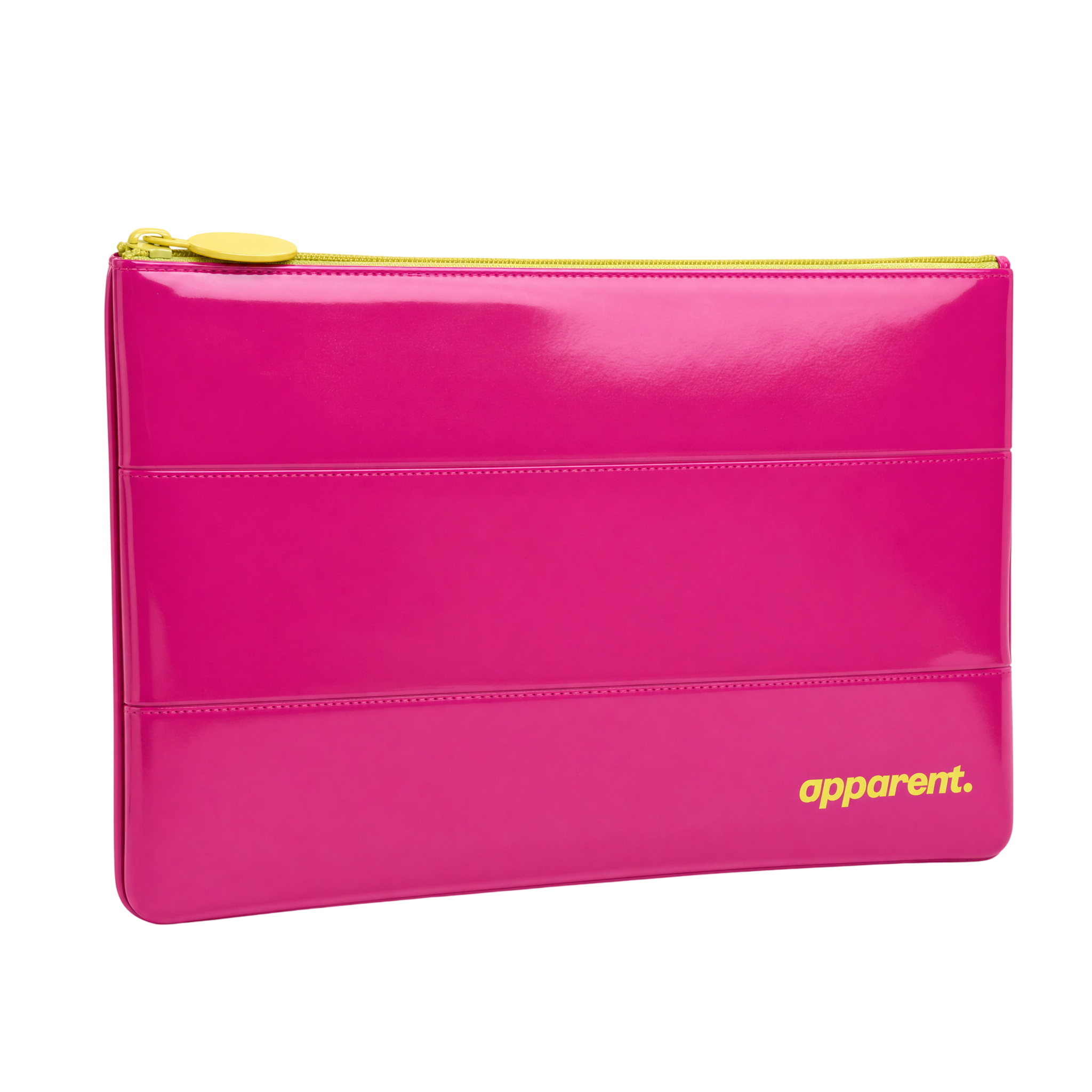 Apparent. Cosmetic Bag — pink leather pouch with gold wordmark
