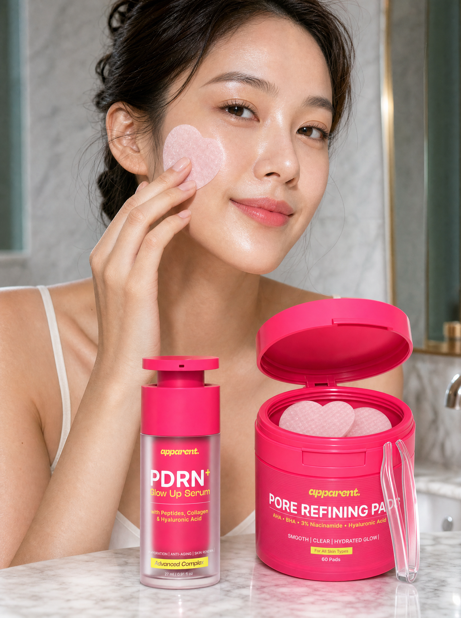 Pore Refining Pad and PDRN serum morning routine